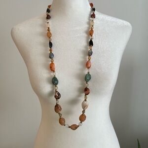Vintage 60s Semi Precious Polished Stones/Beggar Beads Necklace